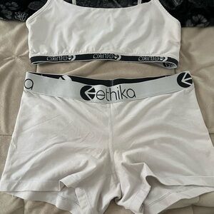 ethika White Bralette and Boxer Shorts Set with Black Logo Waistband